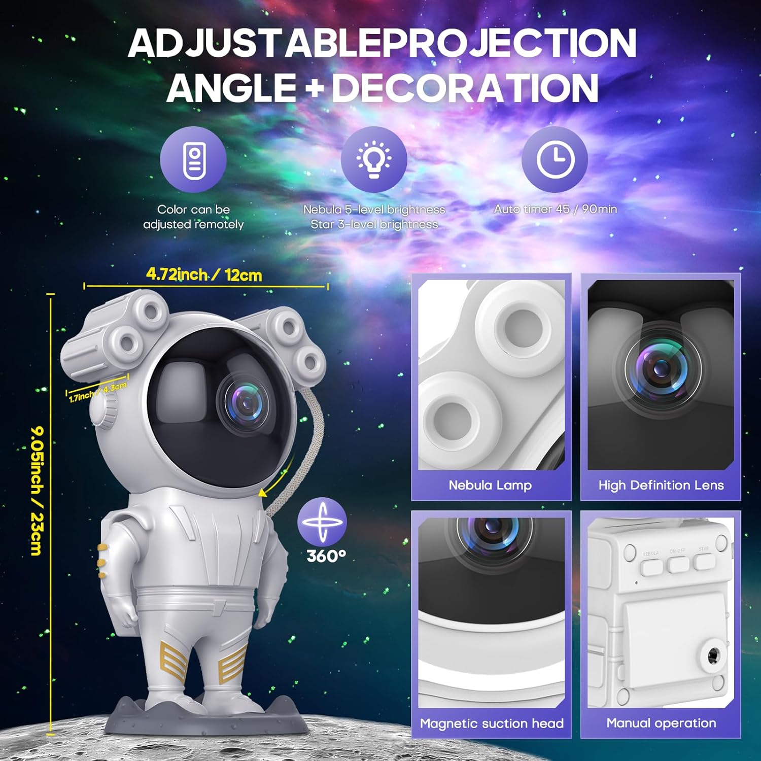 Astronaut Light Projector with Nebula, Astronaut Galaxy Star Projector Starry Night Light, Timer & Remote Control, Bedroom Ceiling Projector, Best Gifts for Children & Adults